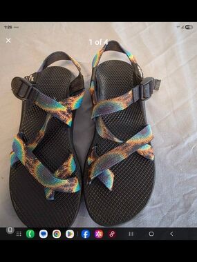 Chaco Women's Black Sandals with Rainbow Woven Straps